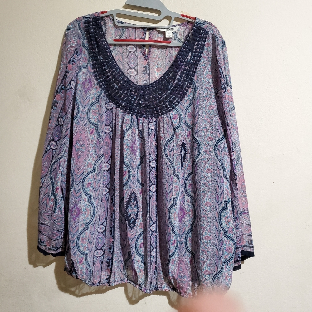 Plus Size 1X Tantrum Blouse Peasant Style